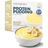 Wonderslim Instant High Protein Pudding Mix &ndash; 7 Servings (Banana Flavor) | Low Carb Keto Friendly Dessert Snack &ndash; 12g Protein, 80 Calories, 5g Net Carbs &ndash; Gluten Free, Low Sugar Instant Pudding Mix