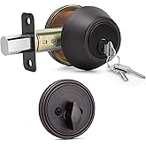 Gaurqiah Single Cylinder Deadbolt, Keyed Front Door Lock, Oil Rubbed Bronze | Keyed exterior deadbolt with thumb turn, adjustable latch, standard door fit, oil rubbed bronze finish