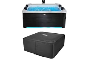 MSpa Square Hydro Jets Bubble Spa with Hard Exterior & Soft Lining Interior, 4 to 6 Person Hot Tub with 2 Covers (1 Standard and 1 Energy-Efficient Cover), Oslo