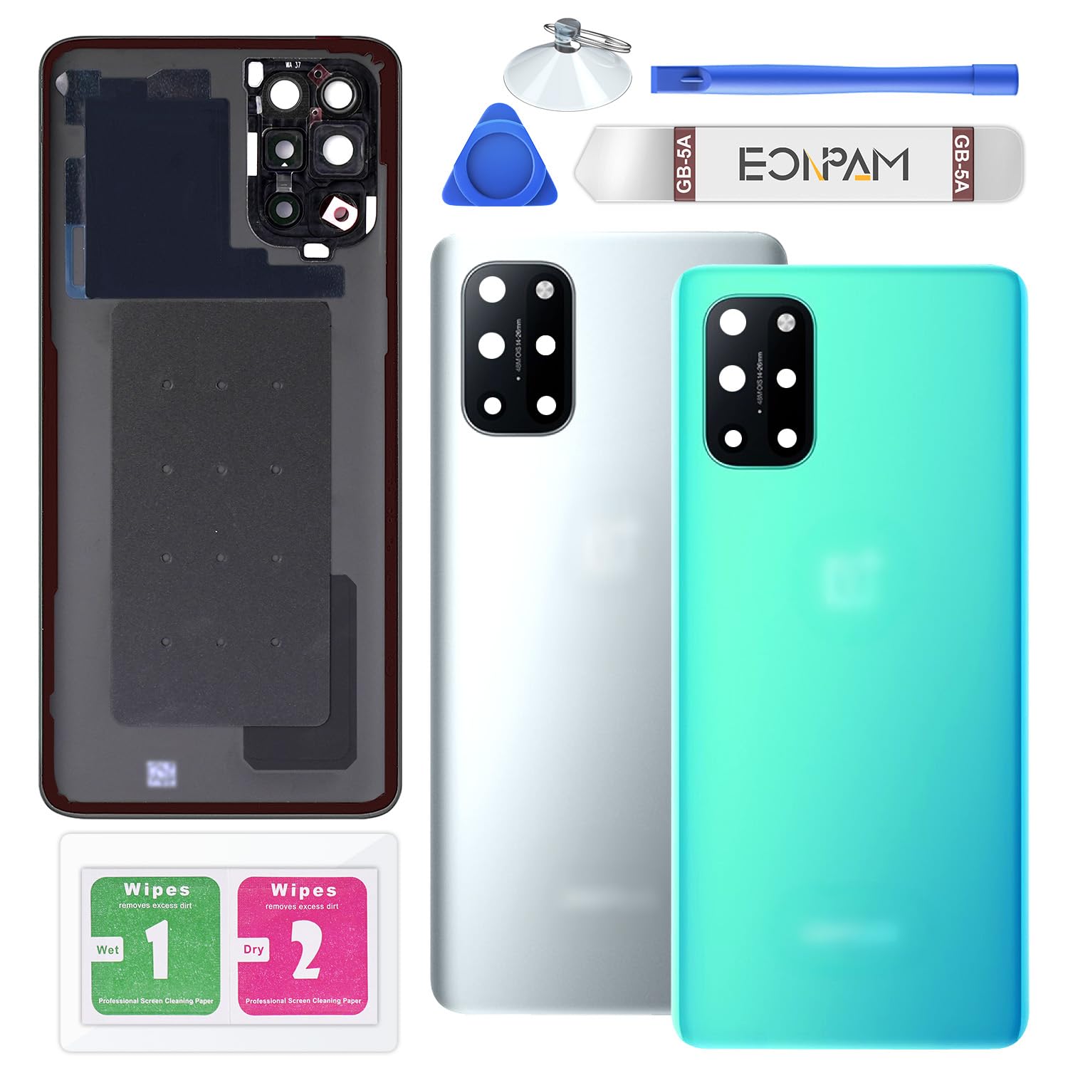 Eonpam Back Cover Glass for oneplus 8T Rear Housing Replacement with Camera Lens + Repair Tool Kit Genuine Rear Glass（Green）