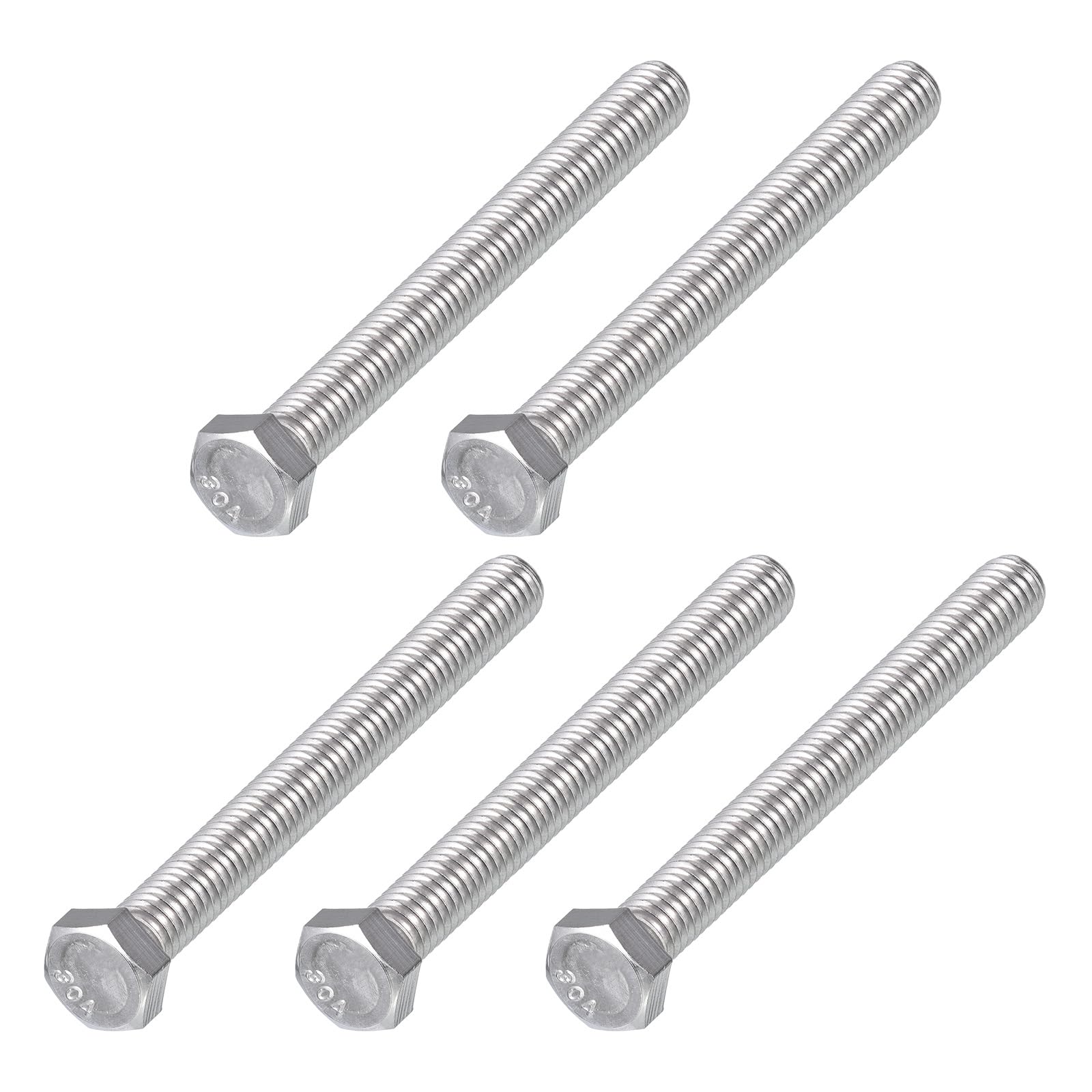 METALLIXITY Hex Head Bolts (3/8-16 x 3-1/2") 5Pcs, 304 Stainless Steel 18-8, Fully Threaded, External Hex Drive, Plain Finish, Hex Head Screw Bolt, Silver — image 1