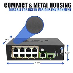 BV-Tech 8 Port PoE Switch with 1 Gigabit Uplink and