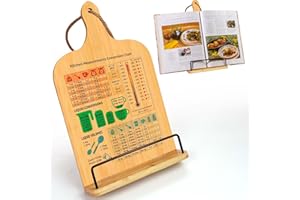 Cookbook Stand,Recipe Book Holder with Measurement Conversion Chart,Wooden Cookbook Holder,Unique Gifts for Women Friends Mot