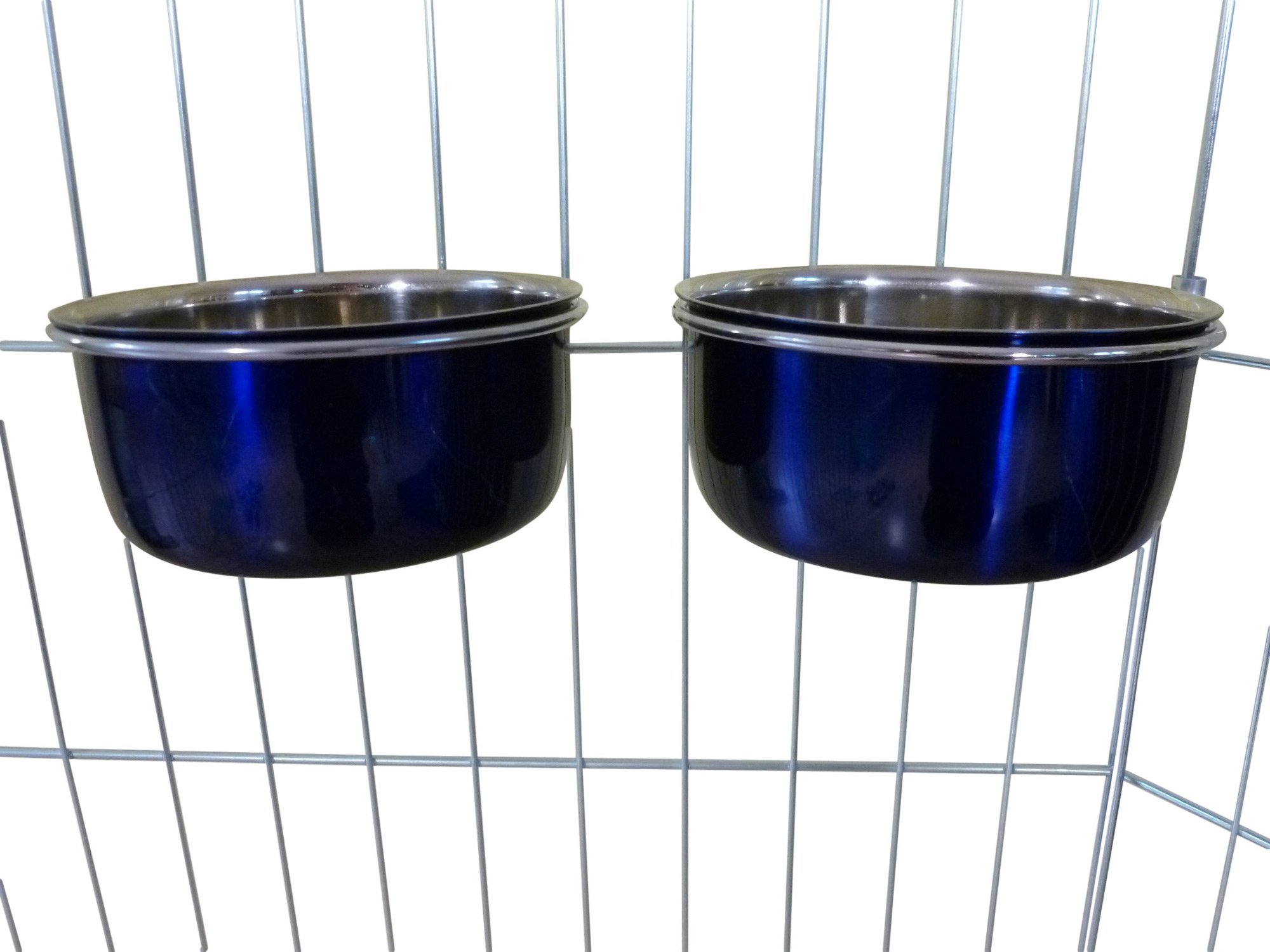 Ellie-Bo Pair of Dog Bowls For Crates, Cages or Pens and 3 Sizes (0.6Ltr Small, Blue)