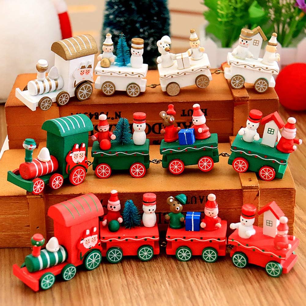 wooden christmas train set