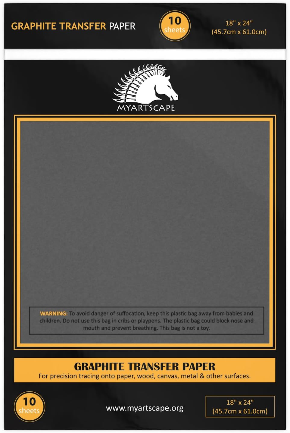 Graphite Transfer Paper - 18" x 24" - 10 Sheets - Waxed Carbon Paper for Tracing - MyArtscape (Black) - Image 3