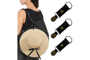 HENWASAI 3 PCS Hat Clip for Travel, Portable Leather Clips for Holding Cap on Bag, Travel Hat Clip for Purse Backpack Luggage