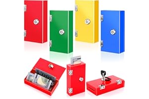 Honeydak 4 Pack Acrylic Cash Box Portable for Gambler Winners Bank Casino Cash Box with 2 Keys Gambler Gift for Christmas Pocket Sized Money Colored Safe Storage(Small,Bright Colors)