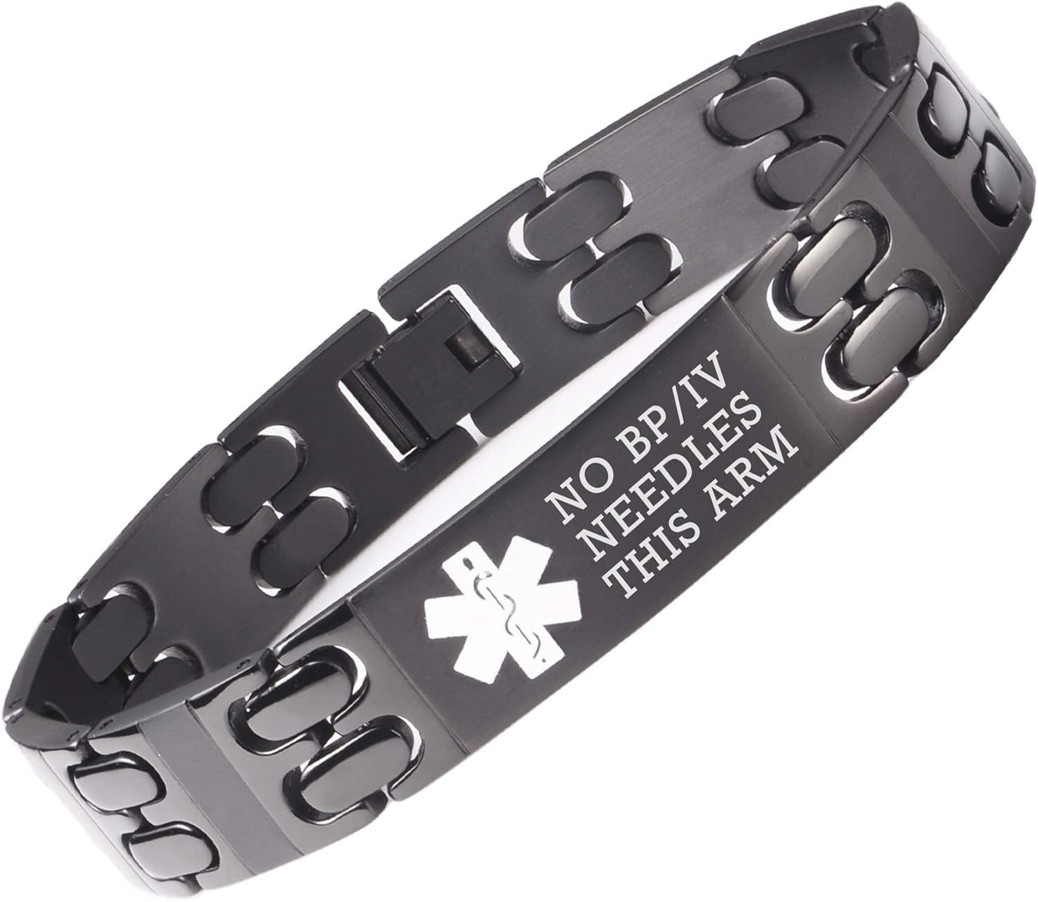 linnaloveBlack Titanium Lymphedema Alert Bracelets with
