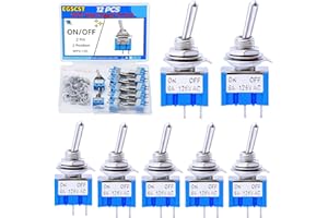 EGSCST 12PCS Mini Toggle Switch SPST 6A 125V Miniature ON/Off 2 Pin 2 Position Micro Rocker Switches 6 Amp 125 Volt MTS-101