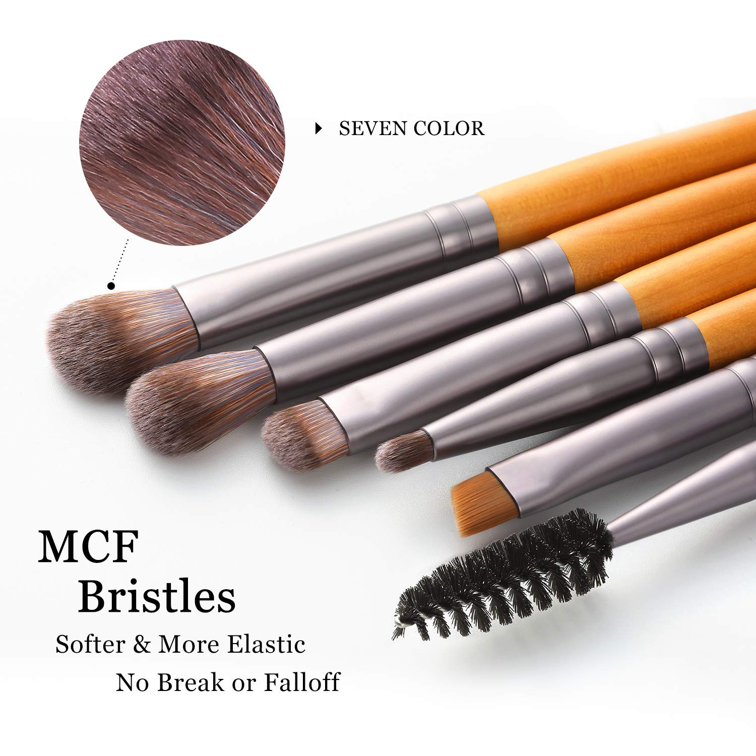 Eyeshadow Brushes Set for Angled Eyebrow Spoolie Eye Shadow Shader Crease Precision Pencil Smudge Blending Brush, Travel 5Pcs Eye Makeup Brush Kit, Wooden: Beauty
