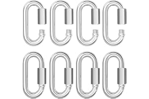 Reedny 304 Stainless Steel Heavy Duty Quick Chain Links 5/32", 1/4", 5/16", 3/8", 1/2" D Shape Thread Quick Link Connectors Screw Carabiner for Connecting Hammock, Shade Sail, Rigging (5/32" 8Pcs)