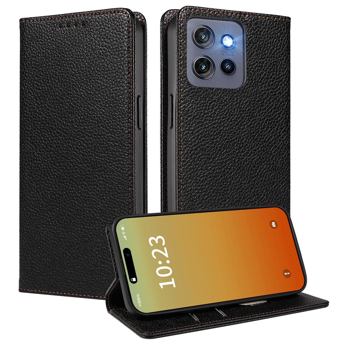 MOJIA Case for Motorola Edge 50 Neo, [Strong Magnetic Closure] Premium PU Leather Wallet Case Flip Phone Cover, Card Holder Multifunctional Case. Black