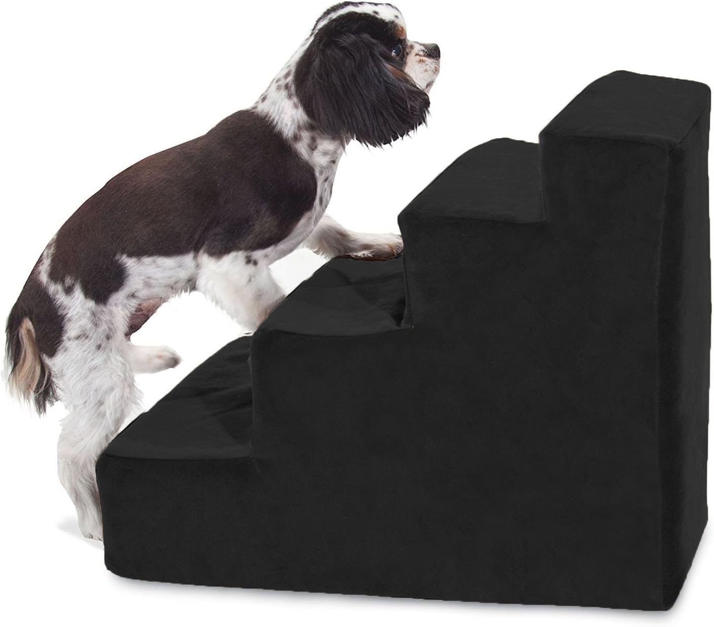 4 Step Black Velvet Suede Pet Stairs By Majestic Pet Products : Pet Supplies