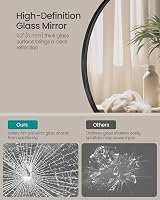 SONGMICS Round Mirror 61 cm Black Metal Frame Bathroom Wall view 3