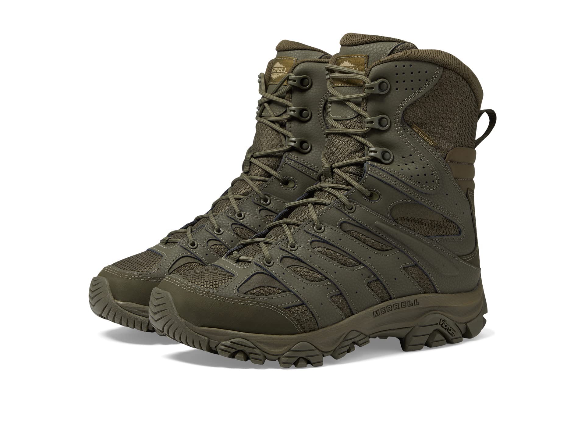 Photo 1 of Merrell Men's Moab 3 Tactical 8" Zip Waterproof Military Boot, Dark Olive, 10.5