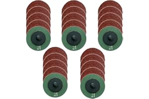 WA GRINDER 25PACK - 2" Quick Change Sanding Discs 24#, Resin-Fiber Backing Grinding Discs, Roll Lock Discs for Metal and Wood