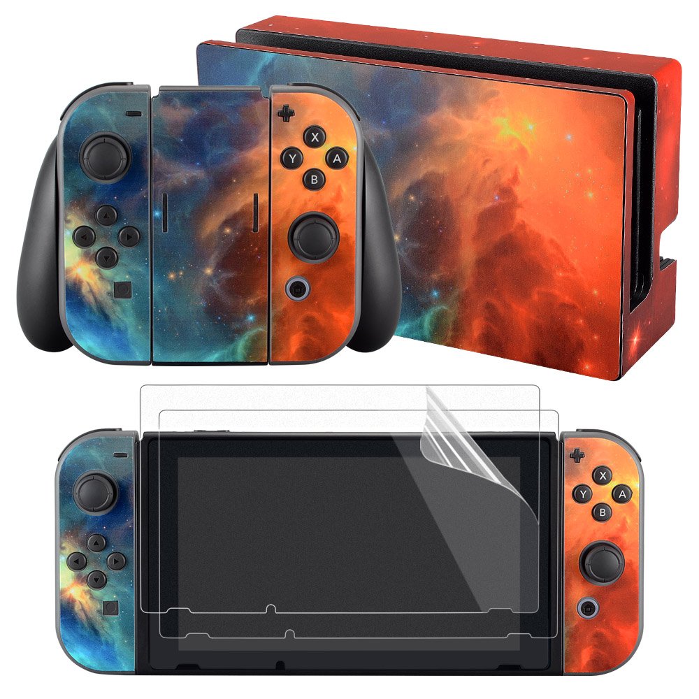 eXtremeRate Full Set Faceplate Skin Decal Stickers for Nintendo Switch with 2Pcs Screen