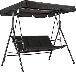 MCombo 3-Sitzer Hollywoodschaukel Gartenschaukel Gartenliege Schaukelbank 8003 (Schwarz)