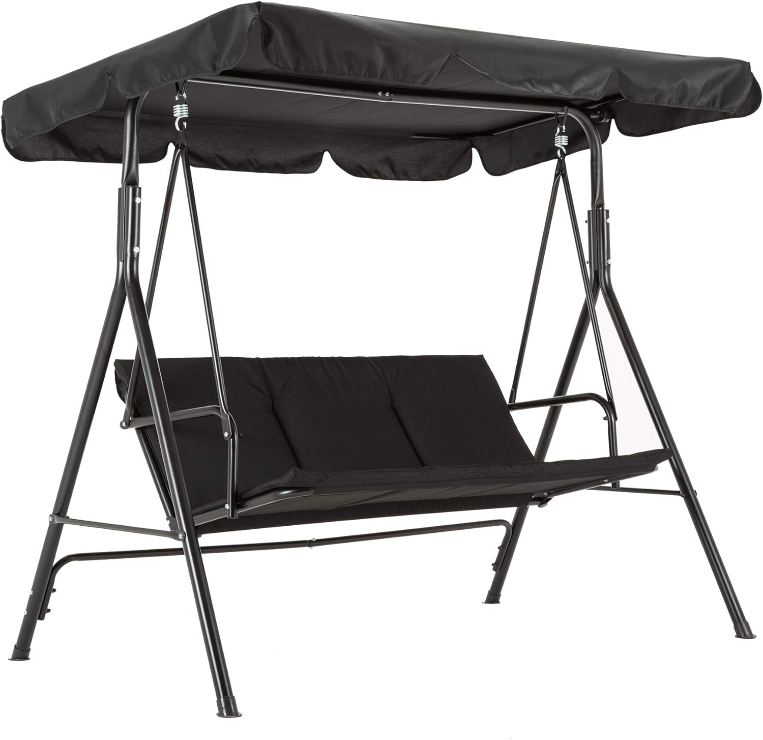 MCombo 3-Sitzer Hollywoodschaukel Gartenschaukel Gartenliege Schaukelbank 8003 (Schwarz)