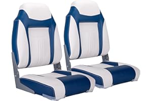 NORTHCAPTAIN S1 Deluxe A Pair of Marine High Back Folding Fishing Boat Seat,Stainless Steel Screws Included,White/Pacific Blue(2 Seats)