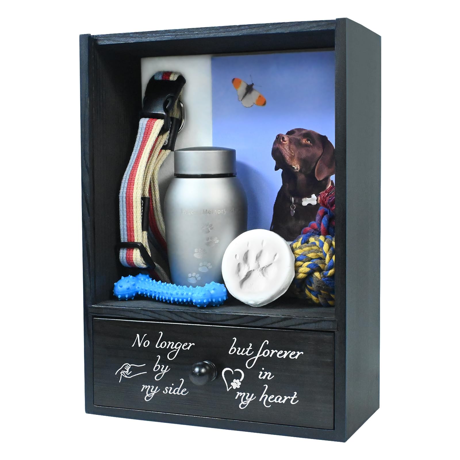Photo 1 of Favonuovy Pet Memorial Shadow Box Keepsake 9.3x13 Dog Memorial Gifts for Loss of Dog Death Sympathy and Remembrance Gift Large Pet Memorial Picture Frame Display Case with Deep Drawer