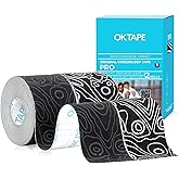 OK TAPE PRO Kinesiology Tape Uncut Roll, Elastic Physical Therapy Athletic Tape for Pain Relief, Muscle Support, Kinetic Tape, Water Resistant, 2in X 16.4ft -Black 2 Rolls