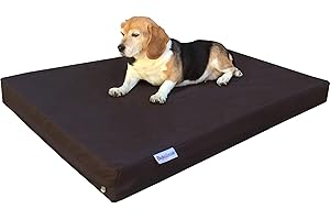 Dogbed4less Medium Large Orthopedic Dog Bed with Memory Foam for Pet, Waterproof Liner with Strong Ballistic Nylon Brown External Cover, 37X27X4 Inches