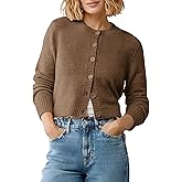 EXCHIC Women's Long Sleeve Cropped Cardigan Sweater Crew Neck Button-Down Shrug Sweaters