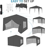 Yaheetech Pop-Up Gazebo 3x3 with 4 Removable Side Panels Dark Grey view 7