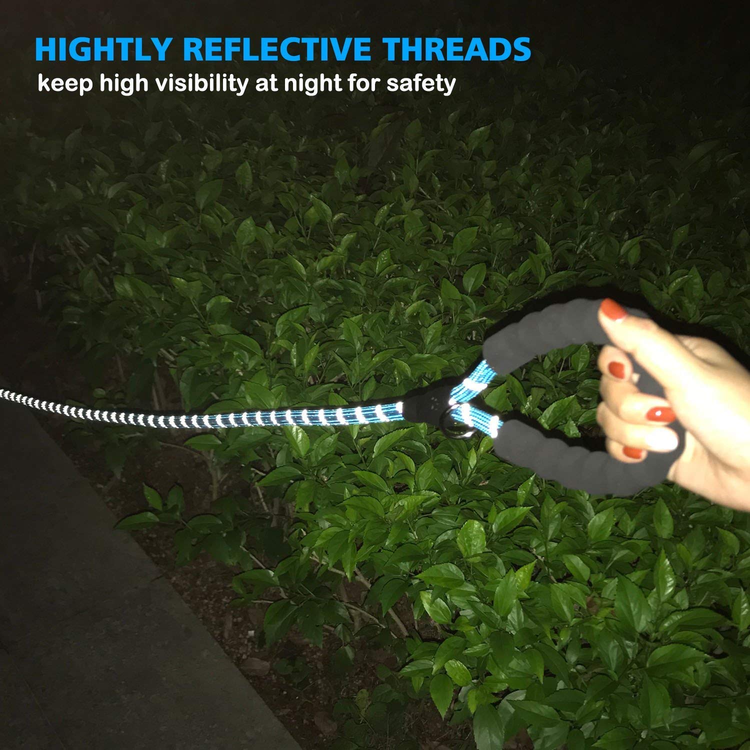 LLGLEU 5FT Hundeleine mit Bequemen Gepolsterten Griff Starke Reflexnähte der Trainingsleine für Sicherheit Nachts, eignet für Alle Größe Hunde (Schwarz & Blau)