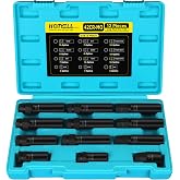 HOTYELL 5/6/7/10/12 Spline Lug Nut Socket Set, 12 Pcs Locking Lug Nut Key | Cr-Mo Steel Universal Spline Lugnut Master Keys Kit, Wheel Lock Removal Tools for Aftermarket Car Maintenance and Auto Repair