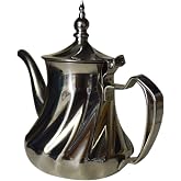 Handmade Moroccan Serving Tea Kettle Pot Hand carved Stovetop Safe Large 36 oz Serve 6 Small Tea Glasses