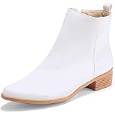 IDIFU Women's Romy Classic Pointed Toe Ankle Boots Side Zipper Low Block Heel Dress Booties