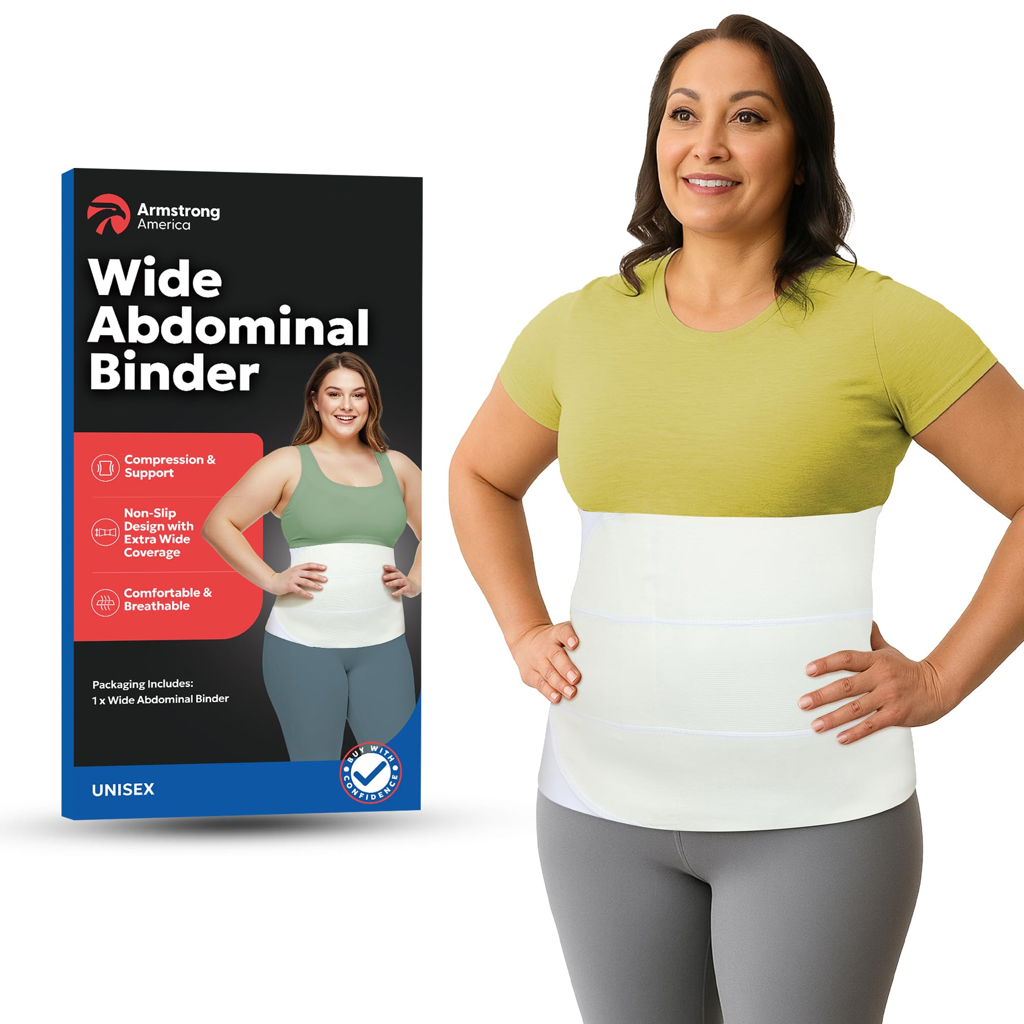 Abdominal Binder Post Surgery Tummy Tuck | Postpartum Belly Band Wrap | Post C Section Belly Binder | Stomach Compression Hernia Belt For Men or Women After Pregnancy, Hysterectomy Belly Band (L/XL)