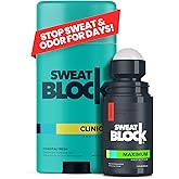 SweatBlock Clinical Strength Antiperspirant and Deodorant System for Men and Women Roll-On 1.2 fl oz for Sweat Control Plus 2.7 oz Stick for 48 Hour Odor Protection Hyperhidrosis Treatment Kit