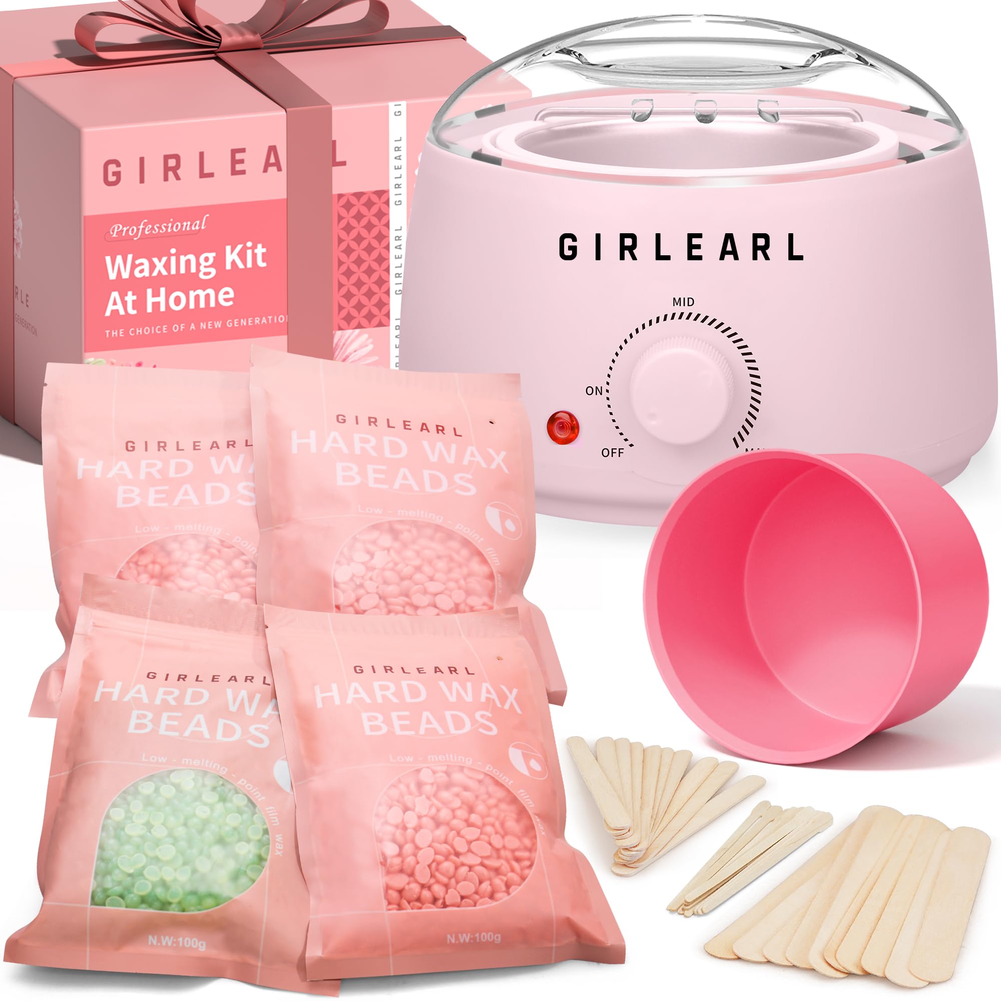 Waxing Kit for Women and Men, GIRLEARLE Wax Warmer