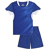 C2M Boys Soccer Jersey Sport Team Uniform Shirt and Shorts Kit for Kids
