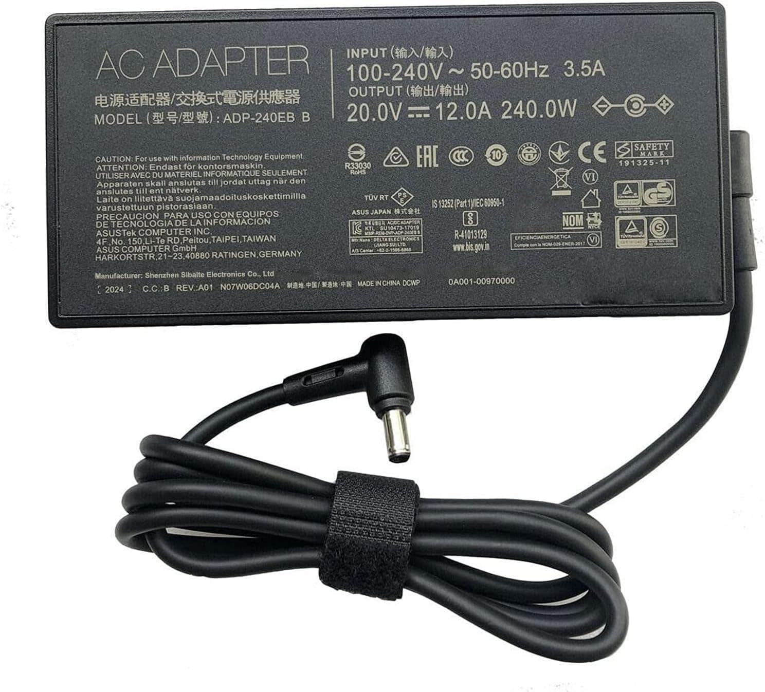 240W ADP-240EB B AC Adapter Laptop Charger Compatible for ASUS ROG 15 GX550LXS RTX2080 S15 S17 G15 G513 GX550LXS RTX2080 G733QM G733QR G733QS G733QSA RTX2080(20V 12A)