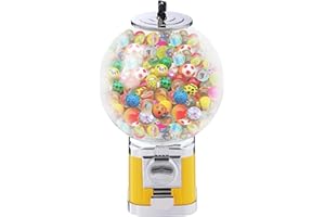 LNUJIUN Vending Machine 1 Dollar Coin Gumball Machine Large Capacity 500 x 1.26in Balls Capsule Toy Vending Machine Twister Ball Dispenser for Retail Store, Amusement Park, Game Store (Yellow)