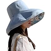 HUAMULAN Women Summer Sun Hat Wide Brim Wired Edge Floral Beach Bucket Hats Reversible Foldable Travel UV Protection Lady Hat
