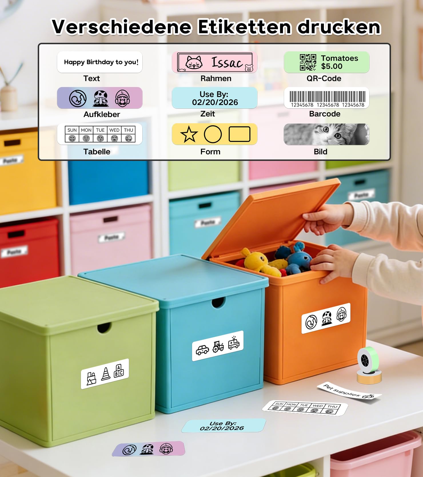 ORGBRO X1 Etikettendrucker, Etikettiergerät Mini Bluetooth Thermal Labeldrucker Selbstklebend Beschriftungsgerät, Tragbarer Label Maker für iOS/Android, Etikettiermaschine für Zuhause, Büro (Schwarz) 4