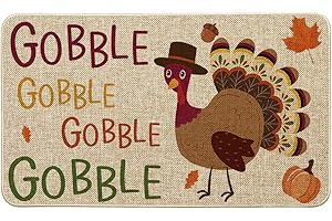 Artoid Mode Gobble Turkey Decorative Doormat, Seasonal Fall Thanksgiving Holiday Party Low-Profile Floor Mat Switch Mat for Indoor Outdoor 17 x 29 Inch