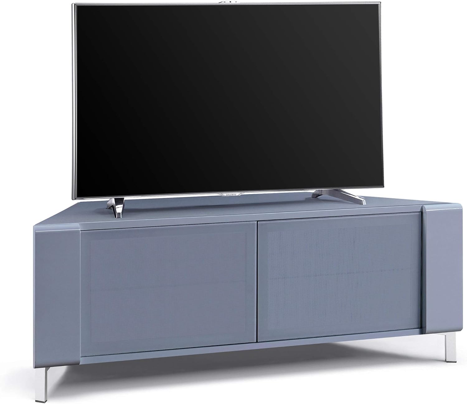 MDA Designs CORVUS Corner-Friendly Grey BeamThru Glass Doors with Grey Profiles Contemporary Cabinet for Flat Screen TVs up to 50"