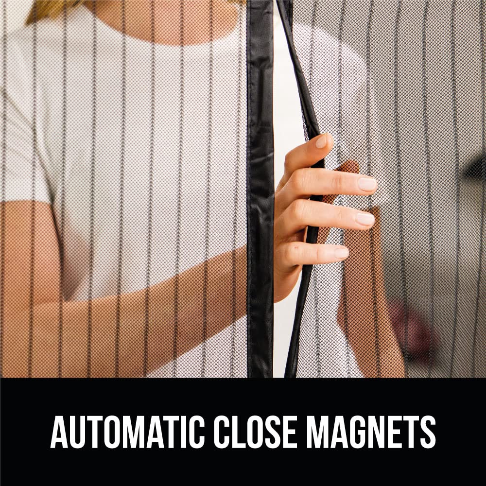 GORILLA GRIP Magnetic Screen Door, Hands Free Mesh Curtain Keeps Bugs and Mosquitos Out, Automatic Magnet Closure, Heavy Duty Patio Sliding Dog Doors Cover, Window Screens Protector, Black 38x82