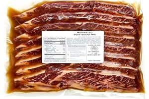 [Pack of 6] Marinated Sliced Beef Short Rib 3 Bone, Trimmed – Ideal for Grilling & Kalbi BBQ – Shipped Frozen with Insulated 