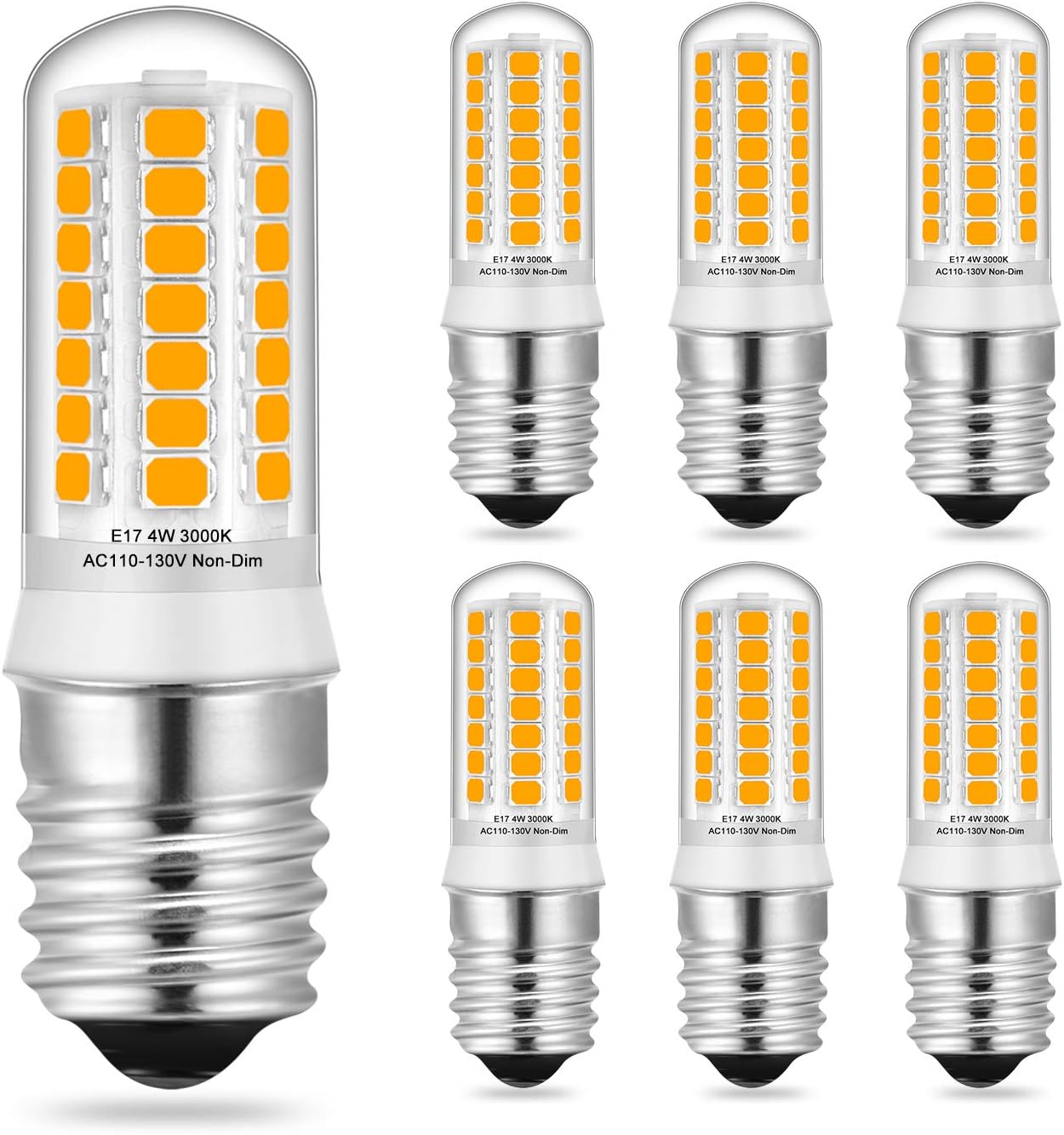 Yomis E17 LED Bulb - Warm White 4W Equivalent 35W 40W Halogen Bulbs, 3000K, 400LM LED E17 Base Light, AC 120V CRI 82, Non-Dimmable (6 Pack)