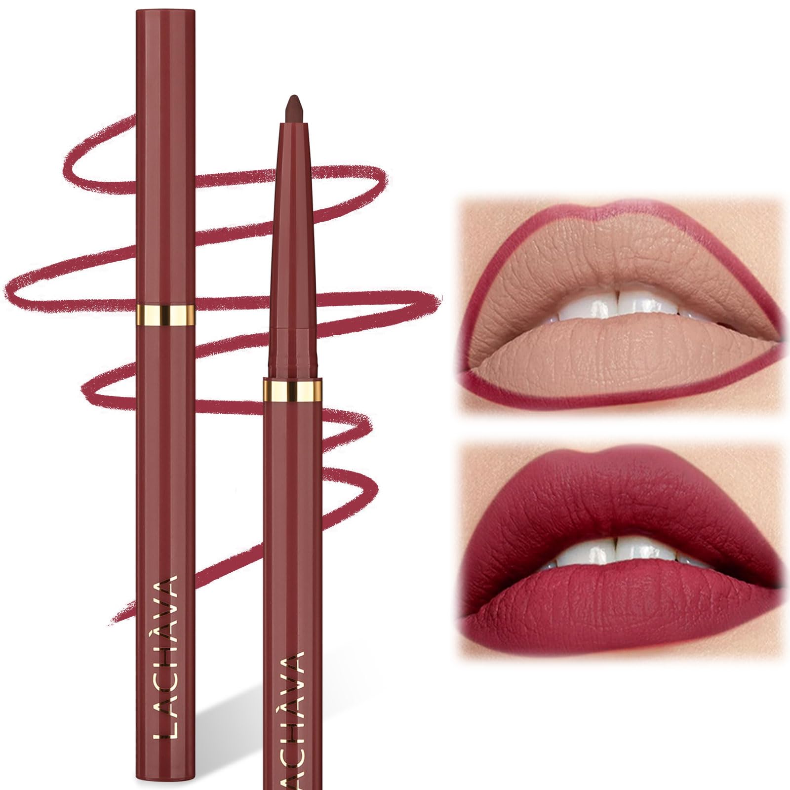 12 Colors Waterproof Nude Lip Liners Pencil - Matte Lip Liner Stain Long Lasting and Waterproof Lip Liner Pencil Non-Stick Cup for All Skin Types (#12, 7.3g)