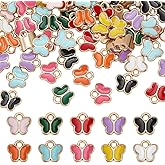 PH PandaHall 100PCS Butterfly Enamel Charms, 10 Colors Butterflies Charms Alloy Enamel Animal Pendants Jewelry Dangle Pendants for DIY Earring Necklace Bracelet Jewelry Making Crafts
