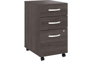 Bush Business Furniture 3 Drawer Mobile File Cabinet - Assembled, Rolling Document Storage for Home or Professional Office, Studio C Collection, Storm Gray